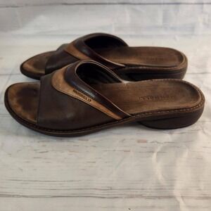 Merrell Tetra Trance - Pinecone Leather Sandals Comfort Slides Brown - Womens 11